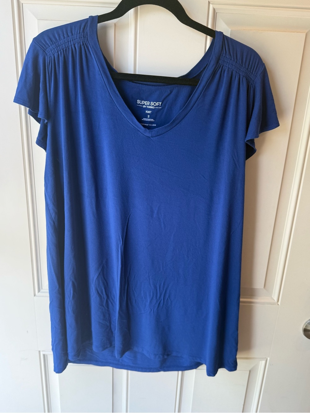 Torrid V-Neck Flutter Sleeve Top - Cobalt Blue
